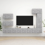 Set di Mobili Porta TV 8 pz Grigio Cemento in Legno Multistrato