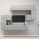 Set di Mobili Porta TV 8 pz Grigio Cemento in Legno Multistrato