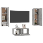 Set di Mobili Porta TV 3 pz Grigio Cemento in Legno Multistrato