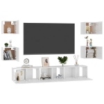 Set di Mobili Porta TV 7 pz Bianco Lucido in Legno Multistrato