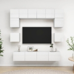 Set di Mobili Porta TV 8 pz Bianco Lucido in Legno Multistrato