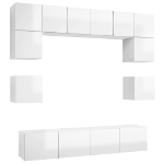 Set di Mobili Porta TV 8 pz Bianco Lucido in Legno Multistrato