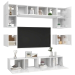 Set di Mobili Porta TV 8 pz Bianco Lucido in Legno Multistrato