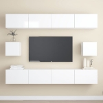 Set di Mobili Porta TV 6 pz Bianco Lucido in Legno Multistrato