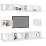 Set di Mobili Porta TV 6 pz Bianco Lucido in Legno Multistrato