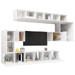 Set di Mobili Porta TV 10 pz Bianco Lucido in Legno Multistrato