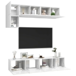 Set di Mobili Porta TV 5 pz Bianco Lucido in Legno Multistrato