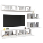 Set di Mobili Porta TV 6 pz Bianco Lucido in Legno Multistrato