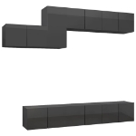 Set Mobili TV 7 pz Grigio Lucido in Legno Multistrato