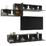 Set Mobili TV 7 pz Grigio Lucido in Legno Multistrato