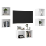 Set Mobili TV 5 pz Bianco Lucido in Legno Multistrato