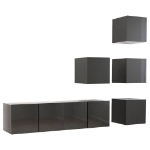 Set Mobili TV 6 pz Grigio Lucido in Legno Multistrato