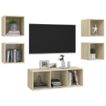 Set Mobili TV 5 pz Rovere Sonoma in Legno Multistrato