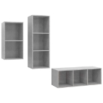 Set Mobili TV 3 pz Grigio Cemento in Legno Multistrato