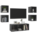 Set Mobili TV 5 pz Grigio Lucido in Legno Multistrato