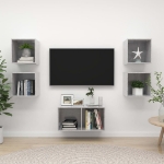 Set Mobili TV 5 pz Grigio Cemento in Legno Multistrato