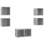 Set Mobili TV 5 pz Grigio Cemento in Legno Multistrato