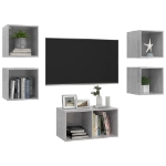 Set Mobili TV 5 pz Grigio Cemento in Legno Multistrato