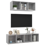 Set Porta TV 2 pz Grigio Calcestruzzo in Truciolato