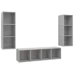 Set Porta TV 3 pz Grigio Cemento in Truciolato