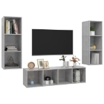 Set Porta TV 3 pz Grigio Cemento in Truciolato