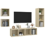 Set Porta TV 4 pz Rovere Sonoma in Truciolato