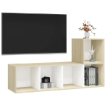 Set Porta TV 2 pz Bianco e Rovere Sonoma in Truciolato