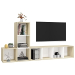 Set Porta TV 3 pz Bianco e Rovere Sonoma in Truciolato