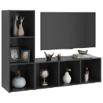 Mobili TV 2 pz Grigi 107x35x37 cm in Legno Multistrato