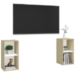 Mobili TV 2 pz Bianco e Rovere 72x35x36,5 cm Legno Multistrato