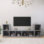 Mobili TV 4 pz Grigio Cemento 72x35x36,5cm in Legno Multistrato