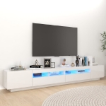 Mobile Porta TV con Luci LED Bianco Lucido 260x35x40 cm