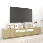 Mobile Porta TV con Luci LED Rovere Sonoma 200x35x40 cm