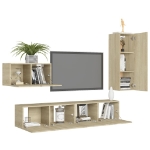 Set di Mobili Porta TV 4 pz Rovere Sonoma in Legno Multistrato