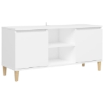 Comodino con Gambe in Legno Massello Bianco 103,5x30x50 cm