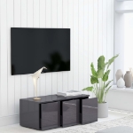 Mobile Porta TV Grigio Lucido 80x34x30 cm in Legno Multistrato