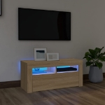 Mobile Porta TV con Luci LED Rovere Sonoma 90x35x40 cm