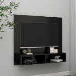 Mobile TV a Muro Nero Lucido 102x23,5x90 cm Legno Multistrato