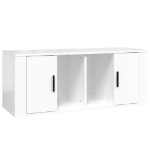 Mobile Porta TV Bianco Lucido 100x35x40 cm in Legno Multistrato