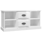 Mobile Porta TV Bianco Lucido 99,5x35,5x48 cm Legno Multistrato