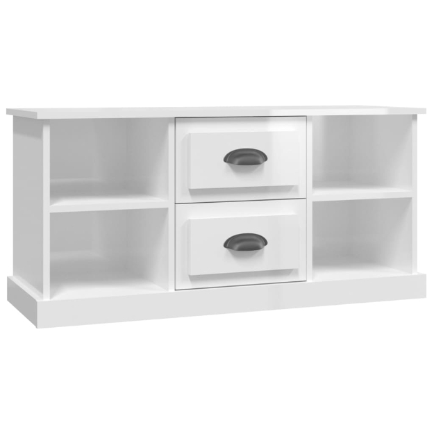 Mobile Porta TV Bianco Lucido 99,5x35,5x48 cm Legno Multistrato