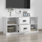 Mobile Porta TV Bianco Lucido 99,5x35,5x48 cm Legno Multistrato