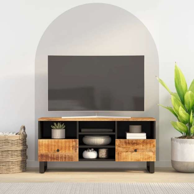 Mobile TV 100x33x46cm Legno Massello Mango e Legno Multistrato