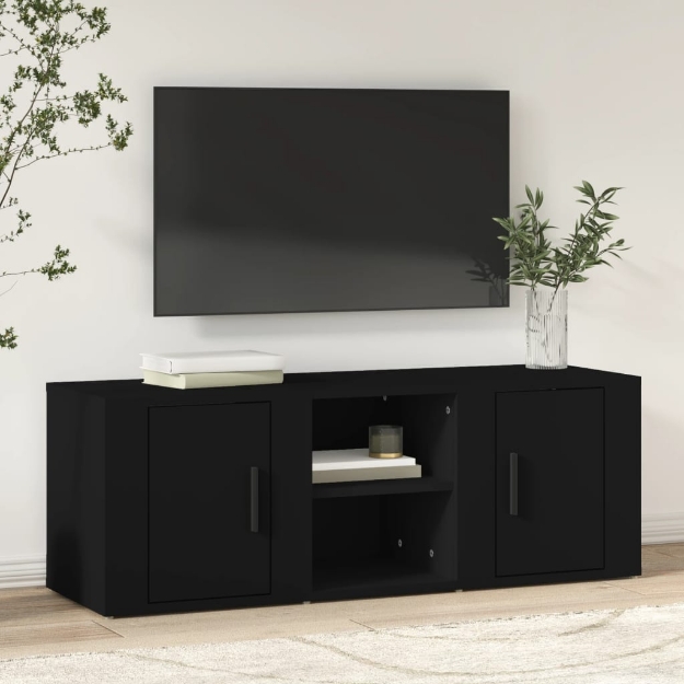 Mobile Porta TV Nero 100x31,5x35 cm in Legno Multistrato