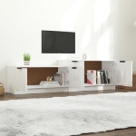 Mobile Porta TV Bianco Lucido 158,5x36x45 cm Legno Multistrato