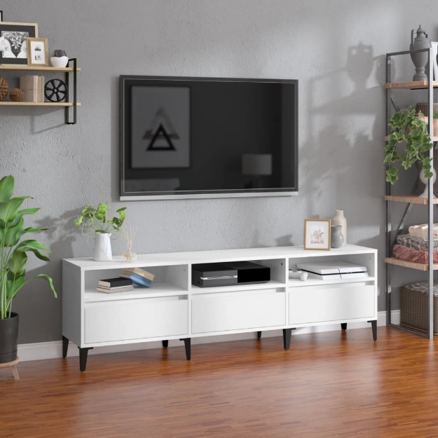 Mobile Porta TV Bianco 150x30x44,5 cm in Legno Multistrato