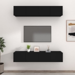 Mobili Porta TV Neri 4 pz 80x30x30 cm in Legno Multistrato