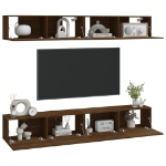 Mobili Porta TV a Parete 4 pz Rovere Marrone 100x30x30 cm