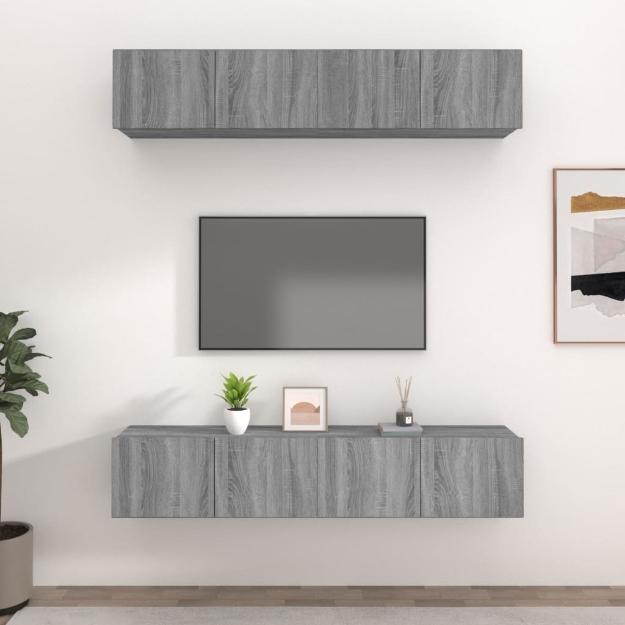 Mobili TV 4 pz Grigi Sonoma 80x30x30 cm in Legno Multistrato