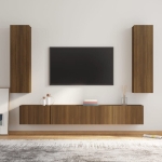 Set Mobili Porta TV 4 pz Rovere Marrone in Legno Multistrato